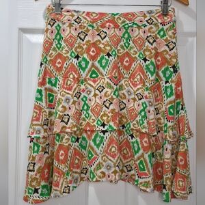 Garcia Abstract Print Ruffle Tiered Skirt - Size M Bohemian Chic